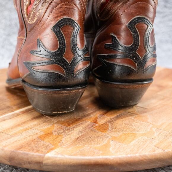 WOMENS VTG CODE WEST BRN BLK RED LEATHER WINGTIP COWBOY WESTERN BOOTS 6 M - Picture 5 of 7